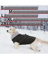 Aronkl Reflective Waterproof Dog Jacket with Fur Collar & Adjustable Buckle for Cold Weather