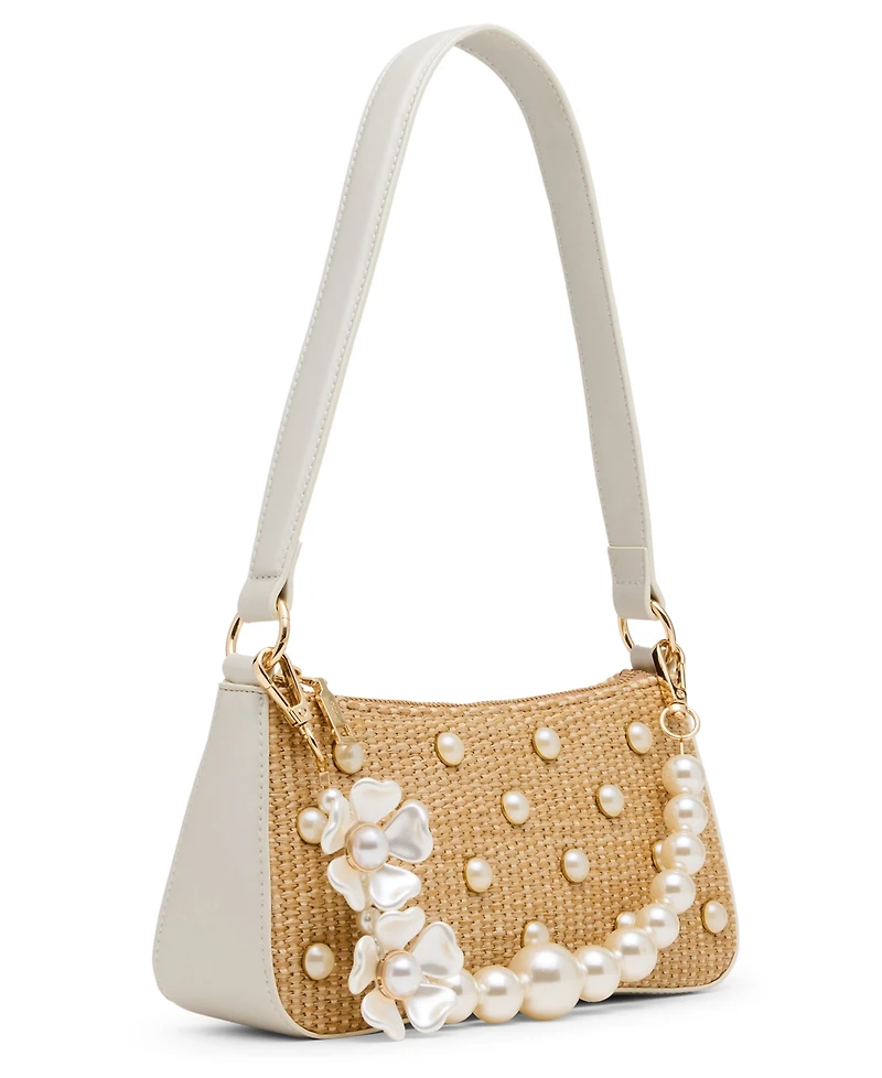 Betsey Johnson Raffia Cultured Pearl Small Shoulder Bag
