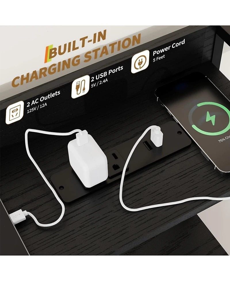 gaomon Rustic Dresser for Bedroom with Charging Station, App Controlled Rgb Led