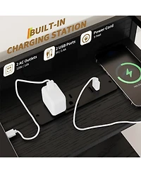 gaomon Rustic Dresser for Bedroom with Charging Station, App Controlled Rgb Led