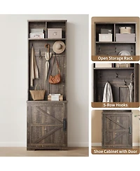 gaomon Farmhouse 3-in-1 Hall Tree with Shoe Storage Bench & Hooks for Entryway.