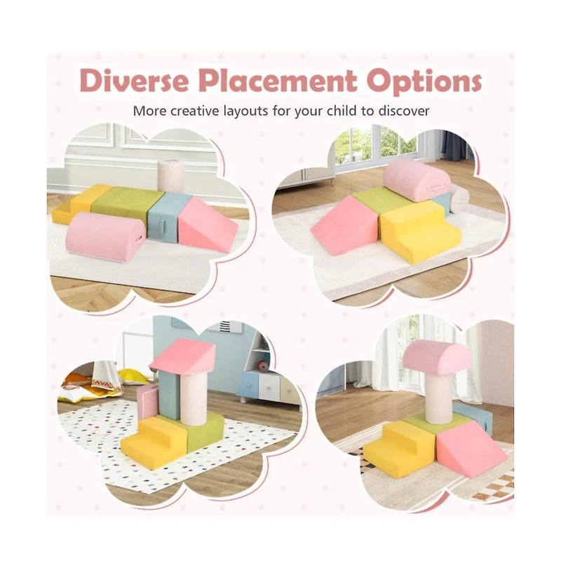 Hongge 6 Pieces Baby Climbing Blocks with 30D High-Density Foam and Carrying Handles