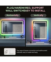 Homfan Led Bathroom Mirror 60" x 36", Front & Backlit Vanity Mirror with Dimmable Lights, Anti Fog & 3 Color Temperature