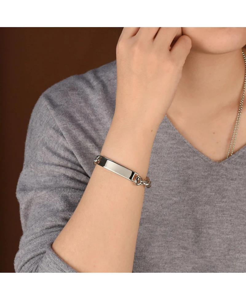 Bling Jewelry Blank Id Identification Bracelet Stainless Steel Curb Link Chain 7.5, 8, 8.5 Inch