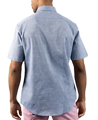 Tailorbyrd Men's Yarn Dyed Melange Linen Short Sleeve Shirt