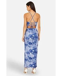 Yumi Women's Mesh Ruched Midi Dress