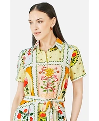 Yumi Women's Sun Patchwork Print Shirt Dress