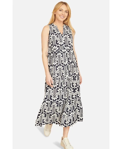 Yumi Women's Retro Print Relaxed Midi Dress