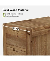 Tribesigns Wood End Table with 3 Drawers Set of 2, Solid Wood Sofa Side Table, Nightstand