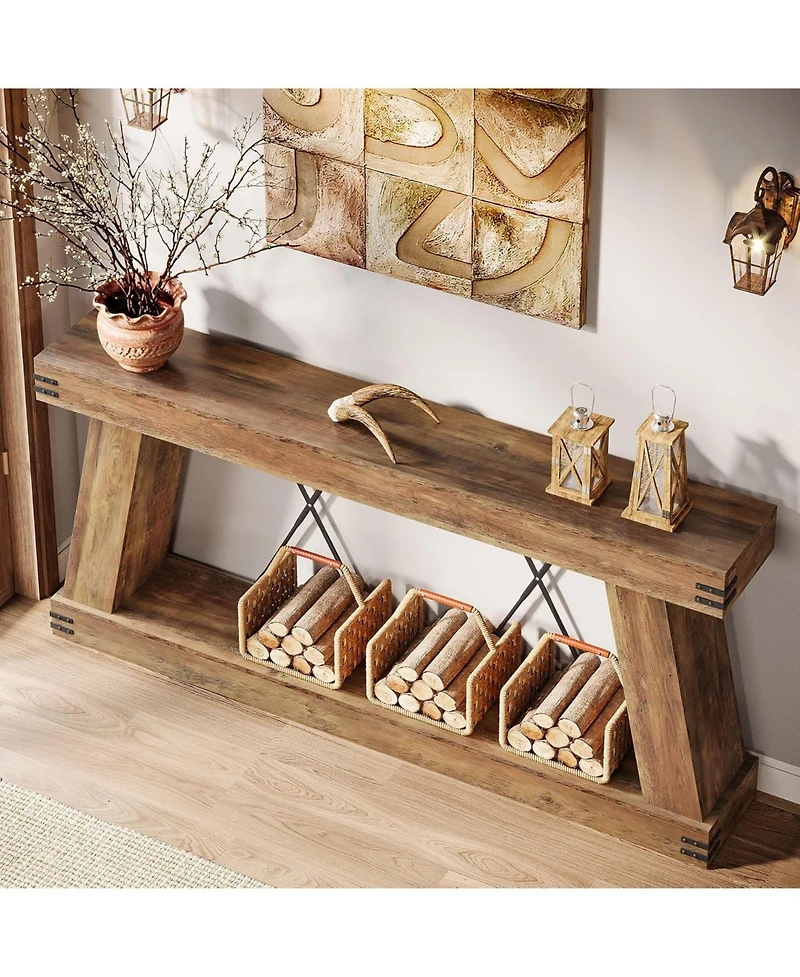 Tribesigns Long Farmhouse Console Table, Industrial Rustic Entryway Furniture for Hallway, Entry, Living Room