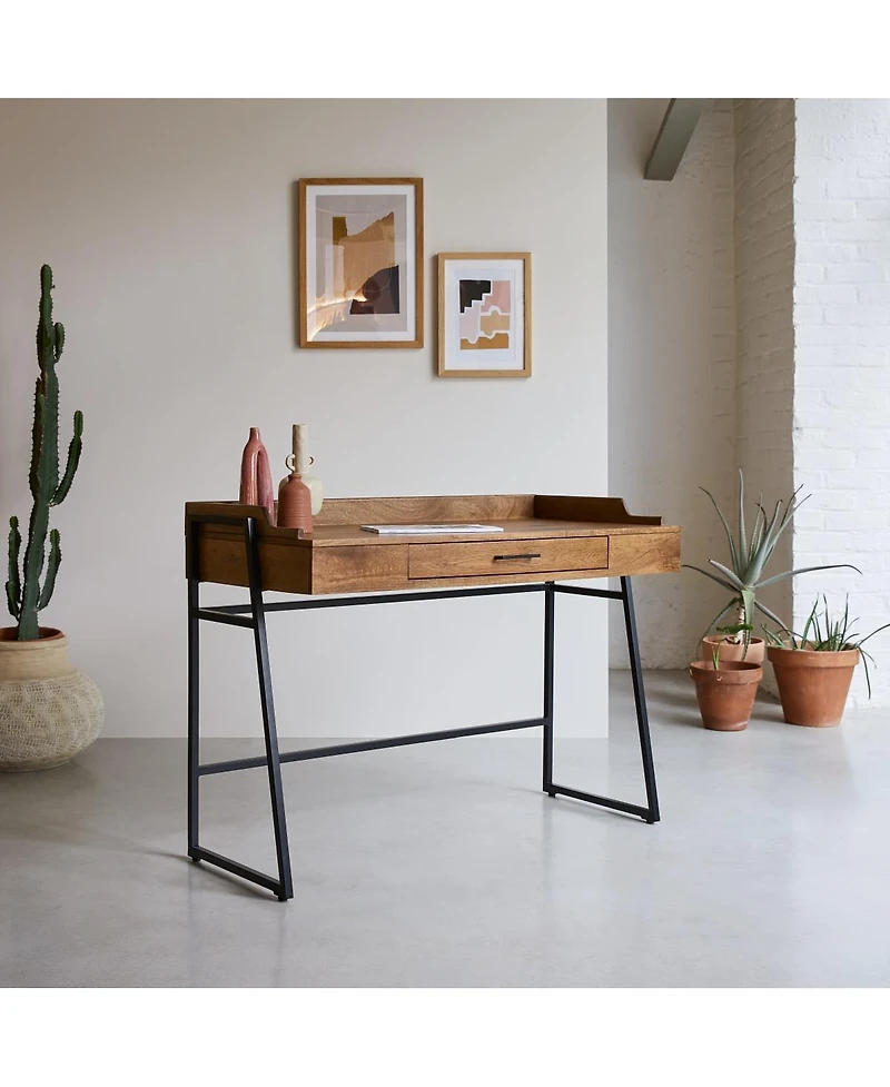 Tikamoon Hedda 114 desk in solid mango wood and metal