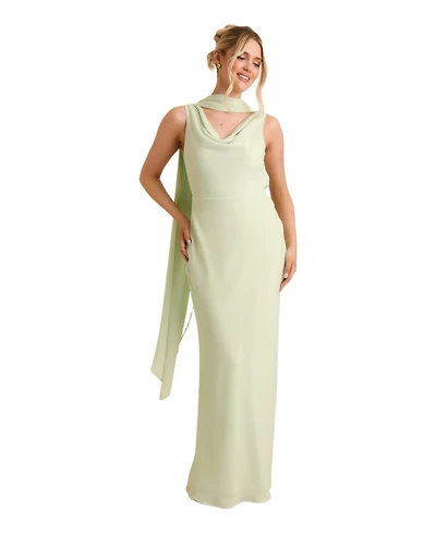 Six Stories Women's Plunge Cowl Chiffon Bridesmaid Dress