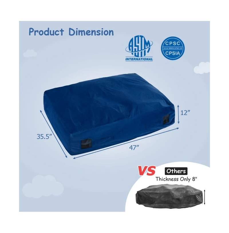 Hongge 47 x 35.5 Inch Crash Pad Sensory Mat with Foam Blocks and Washable Cover