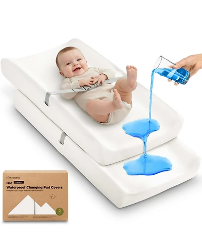 KeaBabies 2-Pack Isla Waterproof Changing Pad Covers for Boy, Girl, 32x16 Soft Nursery Baby Changing Table Pad Cover Sheets