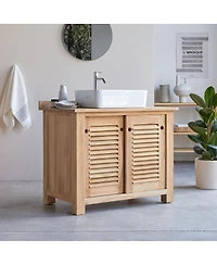 Tikamoon Solid Teak Wood Vanity Cabinet Wash-stand Modern Design Bathroom Furniture