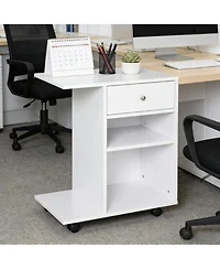 Rainsken Rolling File Cabinet Cart with Wheels, Mobile Printer Stand with Drawer and Adjustable Shelf for Home Office