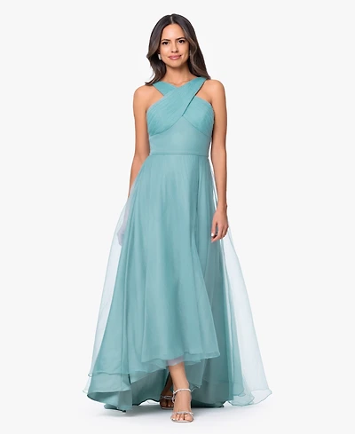 Betsy & Adam Women's Sleeveless Halter Neck Gown