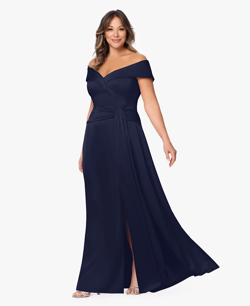 Xscape Plus Off-The-Shoulder A-Line Gown