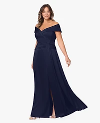 Xscape Plus Off-The-Shoulder A-Line Gown