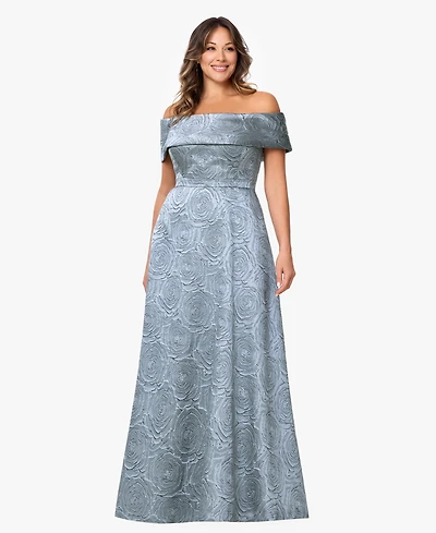 Xscape Plus Off-The-Shoulder A-Line Gown