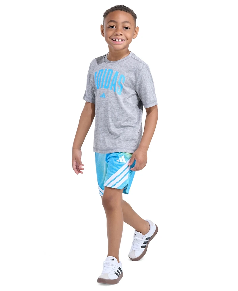 adidas Toddler and Little Boys' 2T-7 Short-Sleeve T-shirt Shorts, 2-piece Set
