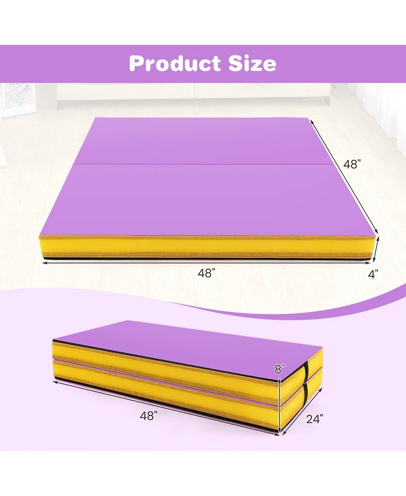 4-Foot Bi-Folding Gymnastic Tumbling Mat with Handles and Cover