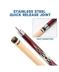 Gse Games & Sports Expert 58" 2-Piece Red Canadian Maple Hardwood Billiard Pool Cue Stick for Men/Women