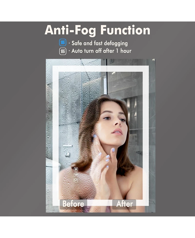 Homfan Led Bathroom Mirror 2028 Wall-Mounted Vanity Mirrors Stepless Dimmable Wall Mirrors, Backlit + Front Lit, Memory Function, Waterproof