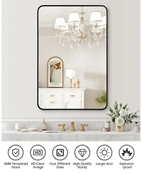 Homfan Mirror Wall Mounted, Metal Frame Mirror Dressing Make-Up Vanity Mirror, Anti-Rust, Tempered Glass for Bathroom, Entryway, Living Room, Hallway