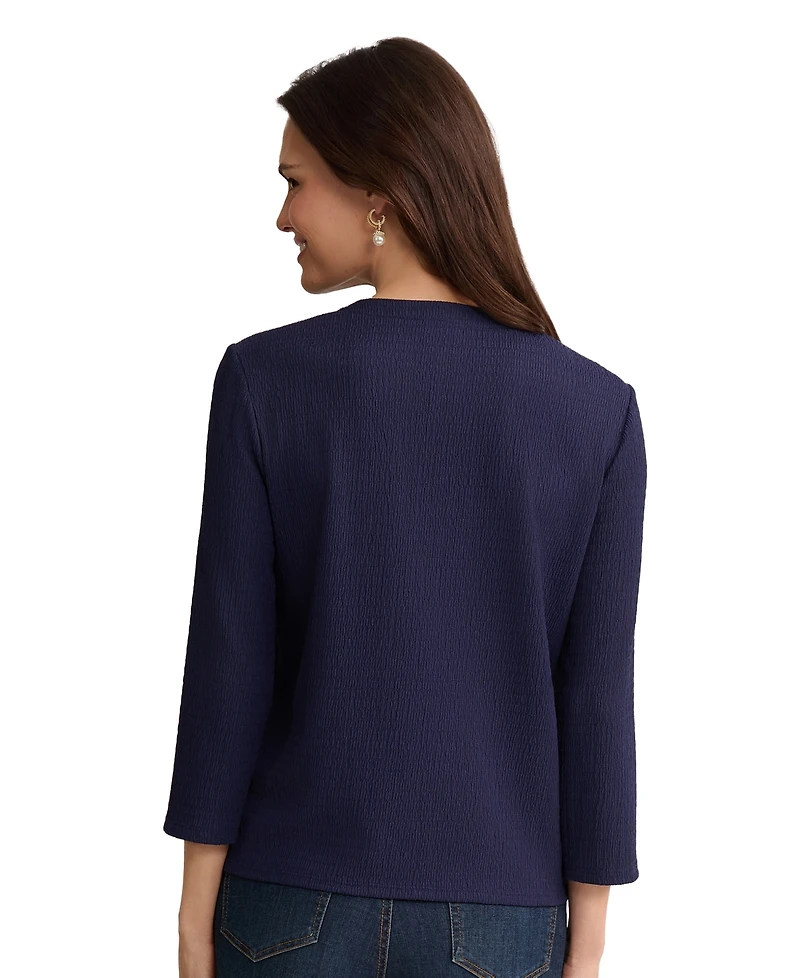 Jones New York Women's Button-Front Round Neck Sweater