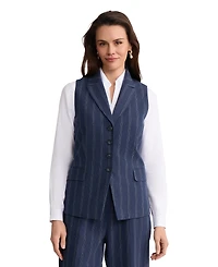 Jones New York Women's Four-Button Linen-Blend Peak Lapel Vest
