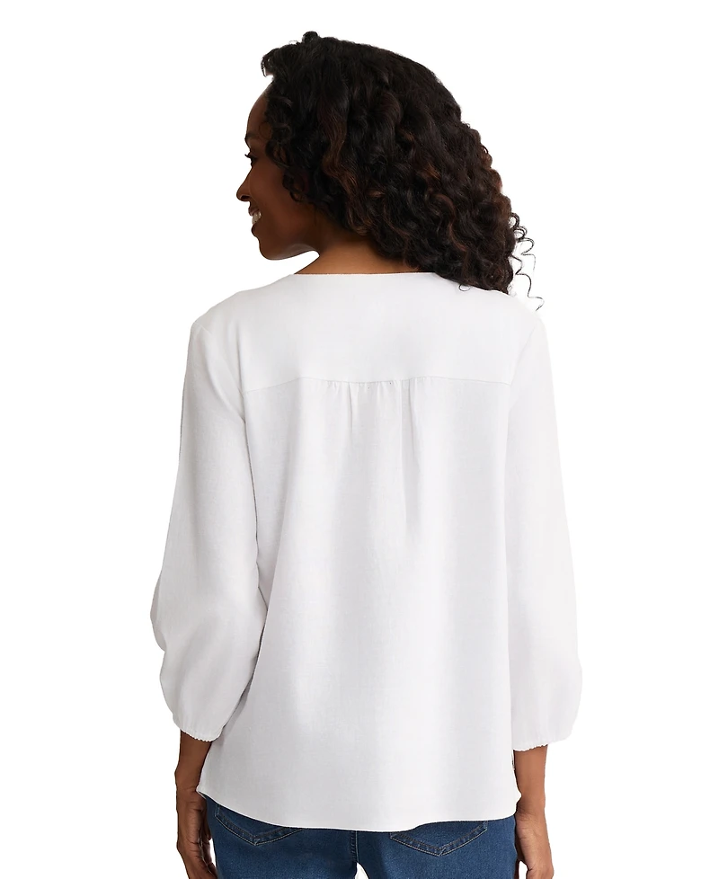 Jones New York Women's V-Neck Popover Top