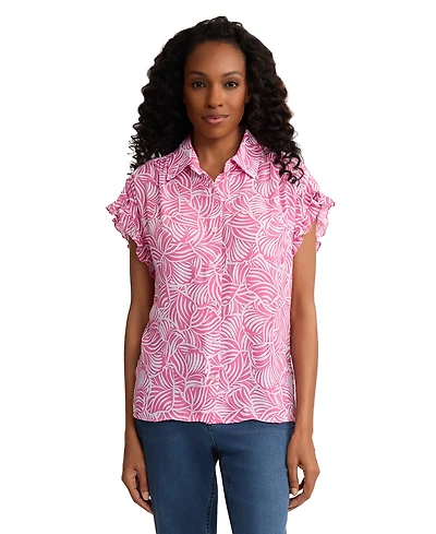 Jones New York Women's V-Neck Button-Front Top