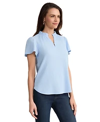 Jones New York Women's Flutter-Sleeve V-Neck Top