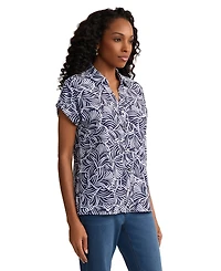 Jones New York Women's Extended Shoulder Button-Front Top