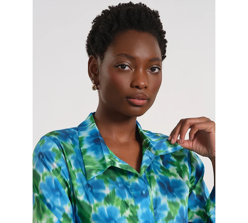 Isaac Mizrahi Women's Long-Sleeve Collared Maxi Dress