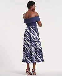 Isaac Mizrahi Women's Off-The-Shoulder Printed Maxi Dress