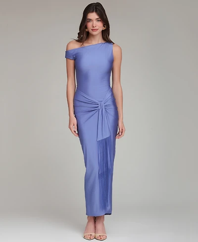 Avec Les Filles Women's One-Shoulder Fringe Front Dress