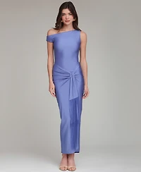 Avec Les Filles Women's One-Shoulder Fringe Front Dress