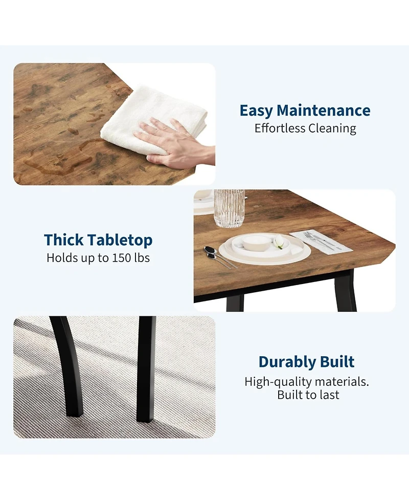 gaomon 3-Piece Wooden Dining Table Set with 2 Upholstered Benches, Retro Brown