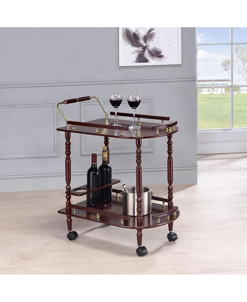 Yigii 2-Tier Mobile Bar Cart with Wine Rack