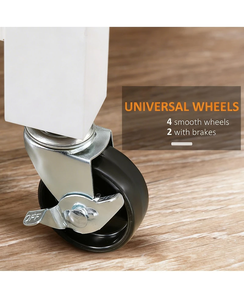 Yigii Kitchen trolley with beveled shelves and storage cabinets, solid wood top, adjustable shelves