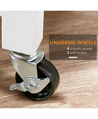 Yigii Kitchen trolley with beveled shelves and storage cabinets, solid wood top, adjustable shelves