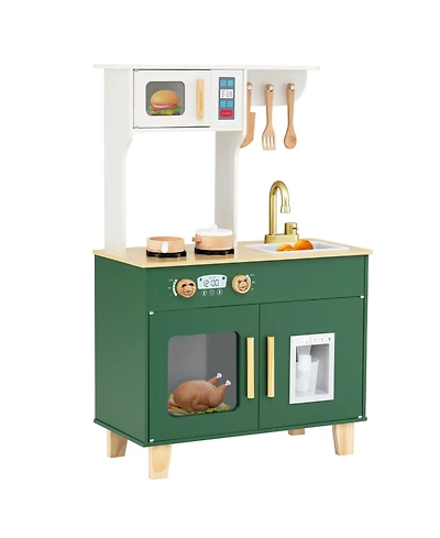Mecale Kids Play Kitchen with Microwave & Rotating Knobs for Boys & Girls Ages 3-6