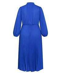 City Chic Women's Halle Long Sleeve Pleat Dress