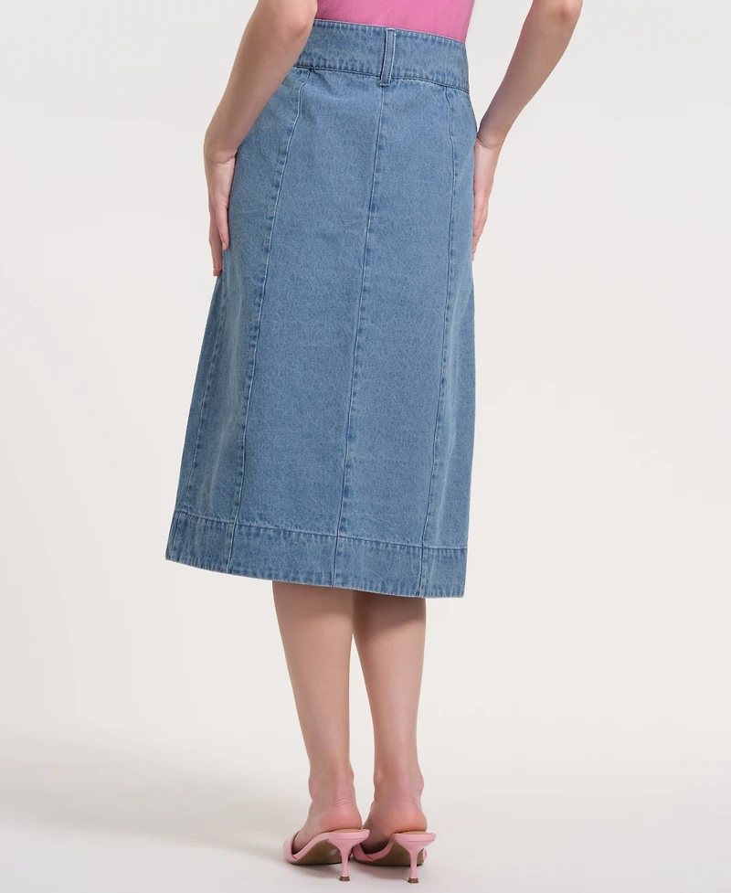 Isaac Mizrahi Women's Button-Front Denim Maxi Skirt