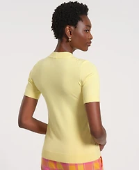 Isaac Mizrahi Women's Short-Sleeve Mock Neck Top