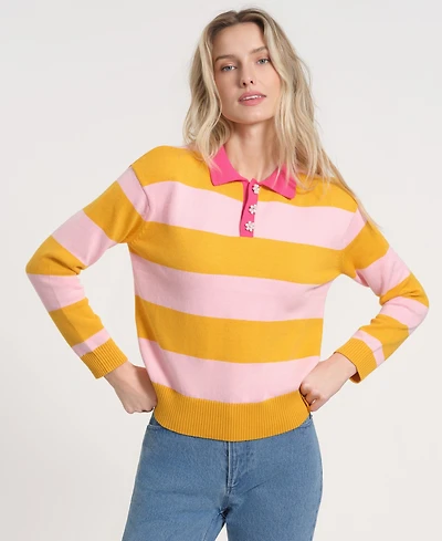 Isaac Mizrahi Women's Long-Sleeve Collared Knitted Sweater