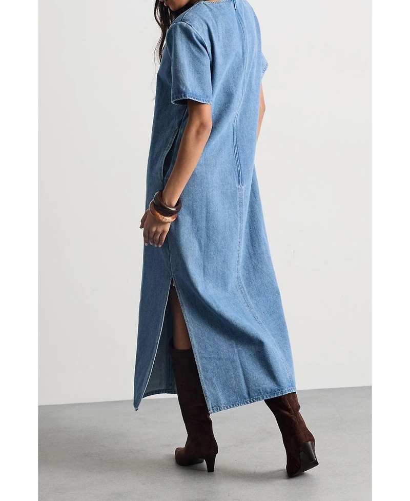 Warehouse Women's Denim Side Split Midi Dress