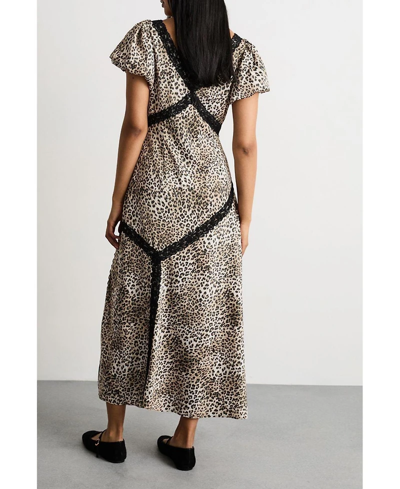 Warehouse Women's Printed Puff Sleeve Midi Dress
